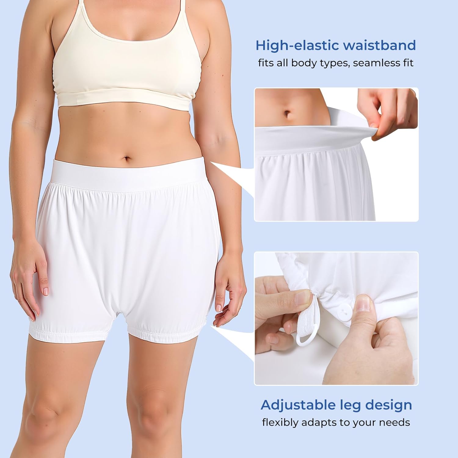 Carer Adult Diaper Cover Noiseless Waterproof Incontinence Underwear with Adjustable Leg Buckles Adult Leakproof Underwear for Incontinence Reusable Protective Briefs for Men Women(White,Large)
