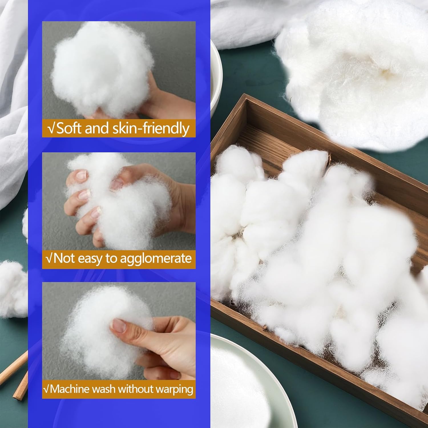 1500g/52.9oz Polyfill Stuffing for Stuffed Animals,Toys, Cloud Decorations, and More Crafts - Hypoallergenic Soft Pillow Filling Stuffing, High Resilience Fill Fiber, Machine Washable, Natural White