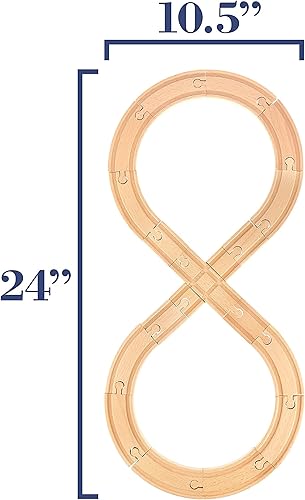 Miniatura 5 de Figura 8 Juego de ferrocarril, 28 piezas, juego de vías de tren de madera con vagones de tren, piezas de ciudad, personas y pistas - Compatible con