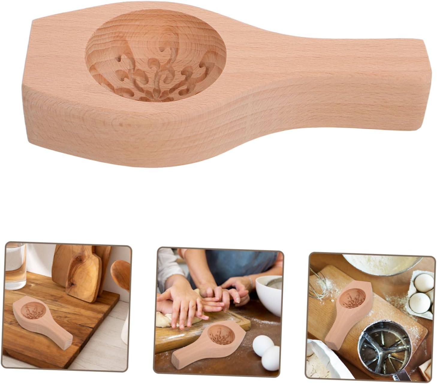 Wood Flower Cookie Stamp Mold for Pastries and Traditional Sweets