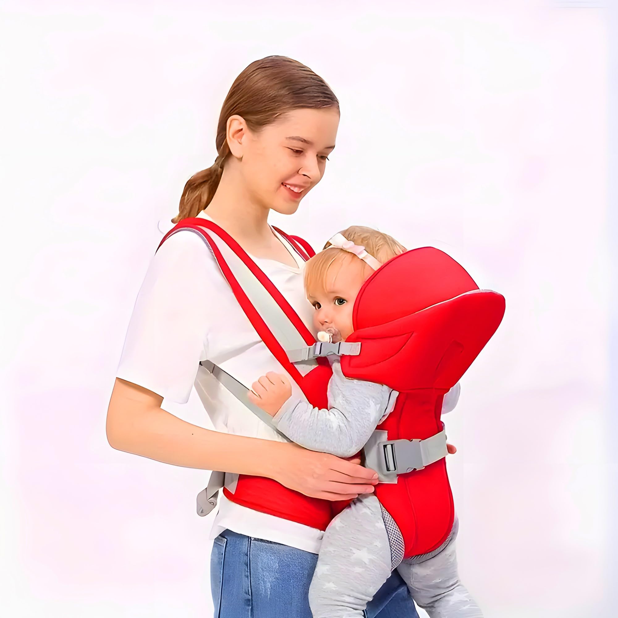 ZETO Newborn New Born Baby Carrier Bag For 0 To 3 Years|Max Weight 15Kg|With 4 Comfortable Carrying Positions|Lightweight & Travel Friendly|Padded Neck & Shoulder Support,Red-picture-13
