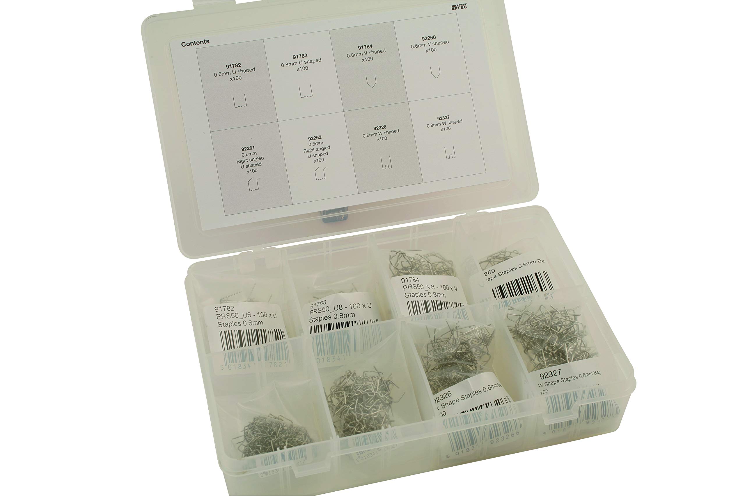 PowerTec 92382 Assorted Staples for Hot Stapler 800pc