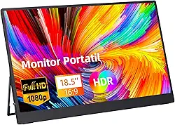 Monitor Portatil 18,5'', FHD 1080P Monitor Portátil Conectado Com USB C Dupla/HDMI, IPS Extensor De Tela para Notebook com VESA e Suporte de proteção, Plug and Play (18.5)