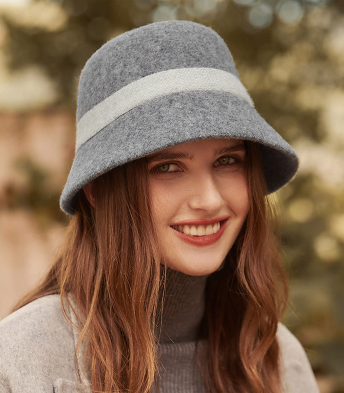 Adigaber Chapeau Cloche Femme Chapeau Melon 100% Laine Fedora Seau Élégant Chapeau Derby Chapeau Vintage Hiver