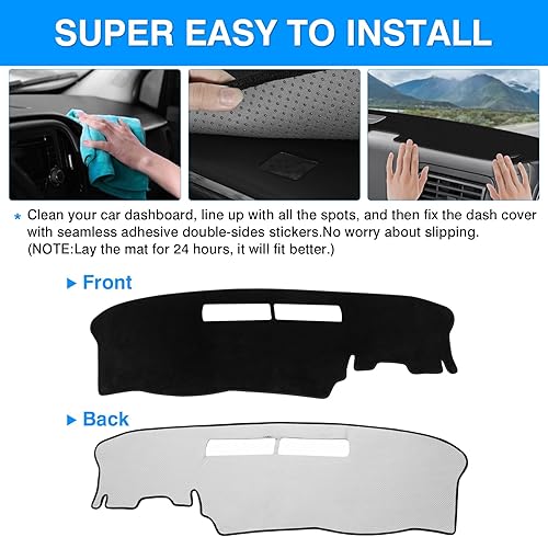 Vista 46 de Autorder Alfombrilla de cubierta de salpicadero para Ford F150 F250 F350 1992-1996 Accesorios Cubierta de tablero de franela para salpicadero