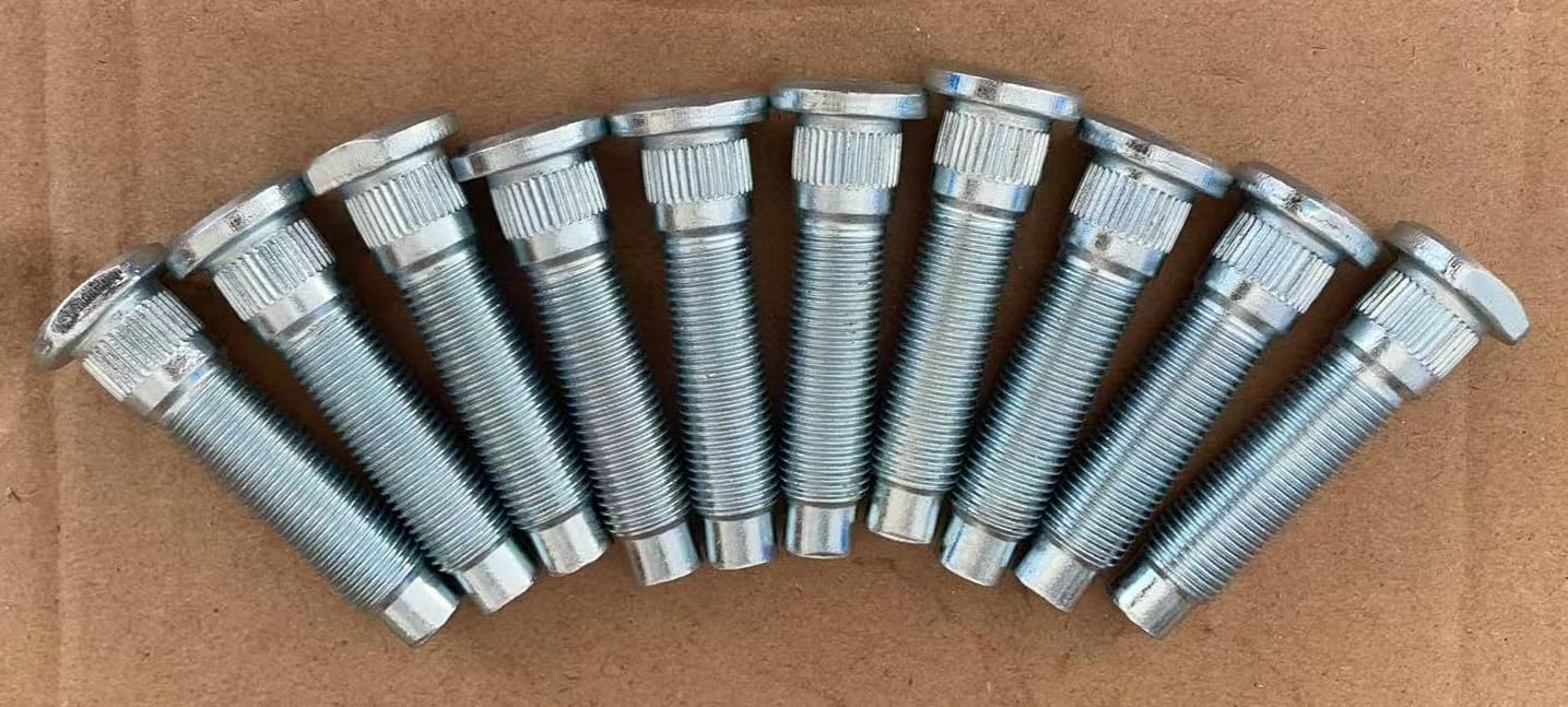 10PCS 1/2"-20 Serrated Wheel Studs 610-571 14.25mm Knurl 0.561 in, 58.4mm UHL Length Replacement for 2007-2014 Ford Edge, 2007-2015 Lincoln MKX