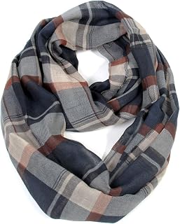 Scarfand Tartan Plaid Infinity Scarf for Women & Men - Lightweight Breathable Polyester Fashion Wrap, 68" Loop
