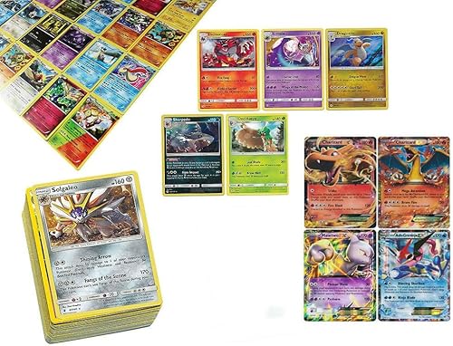 Pokemon TCG 100 tarjetas raras, comunes, Unc, Holo con 2 tarjetas Ex