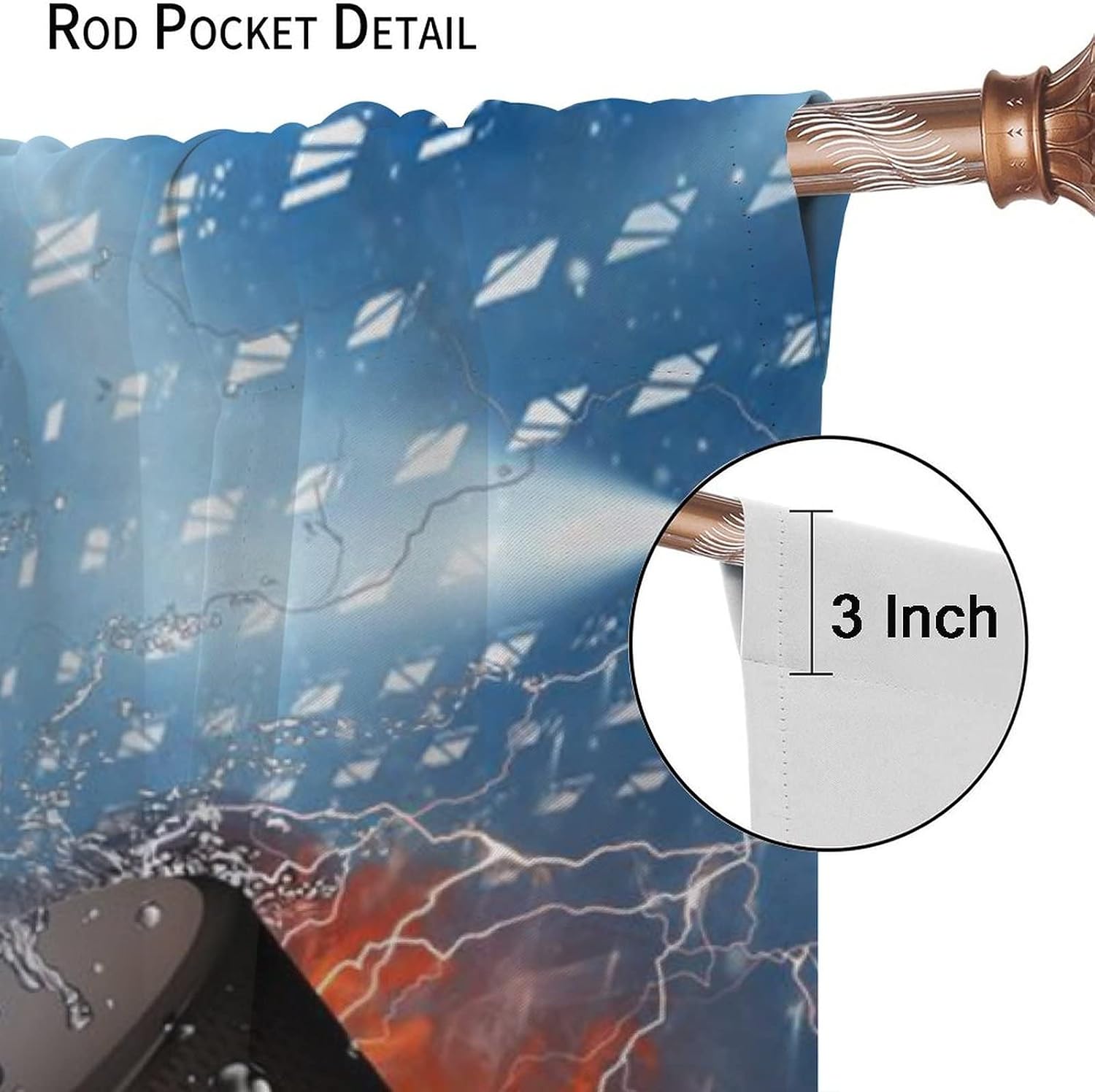 Cool Ice Hockey Gymnasium Blackout Curtains - Winter Sport Theme Burning Hockey Decor Rod Pocket Window Curtain Set Energy Saving Thermal Insulated Drapes,2 Panels 45L x 21W