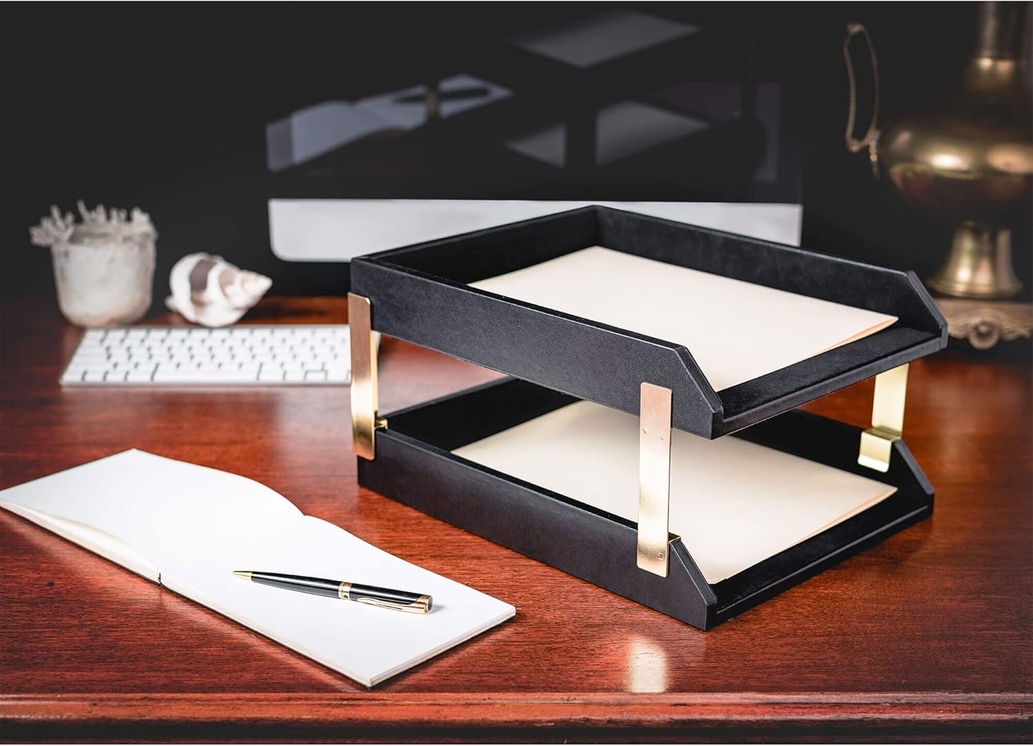 Dacasso Leather Desk Set, 10-Piece, Black