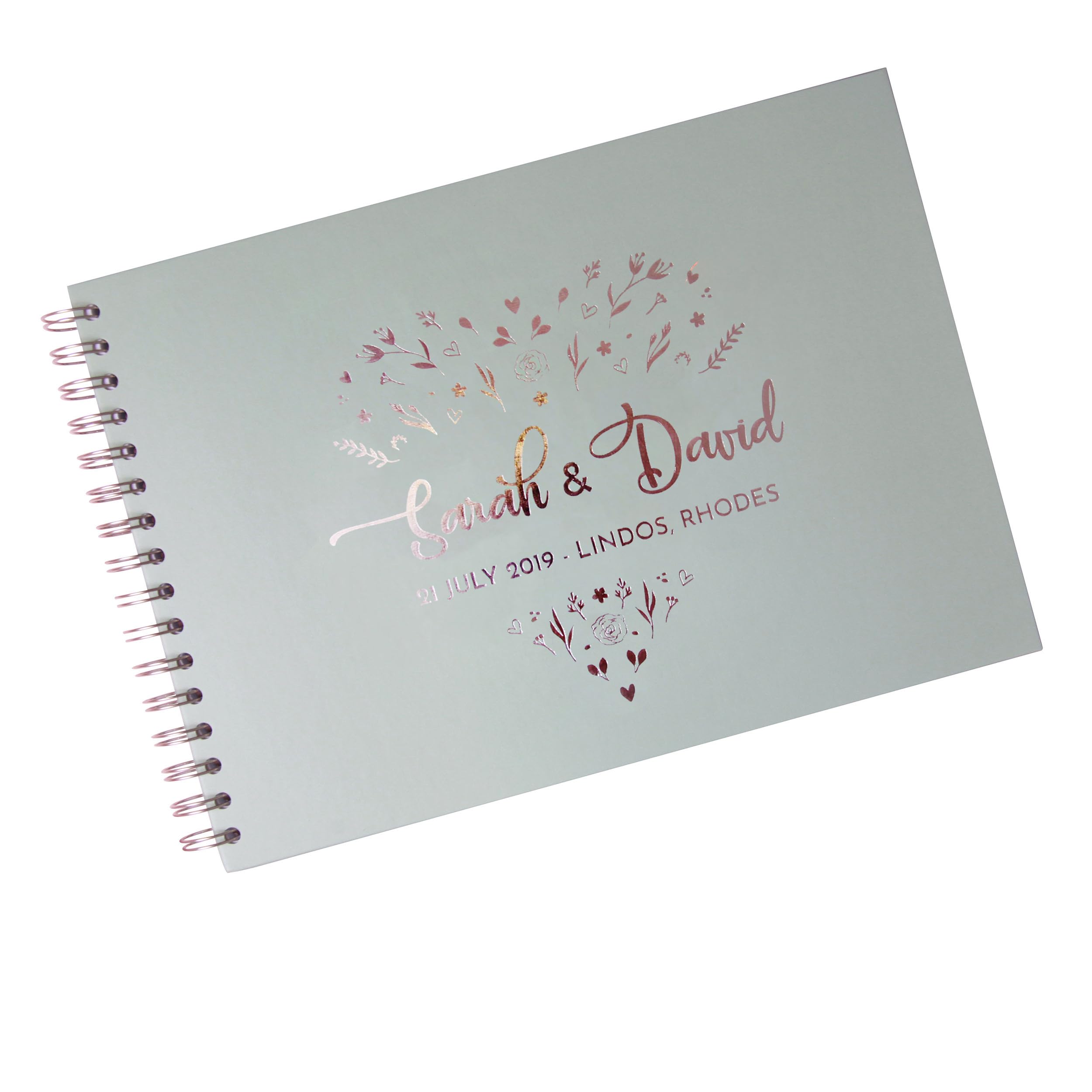 Pink Positive Floral Design Guest Book Wedding Personalised A4 Guest Book Wedding Alternative Foil Wiro GuestBook