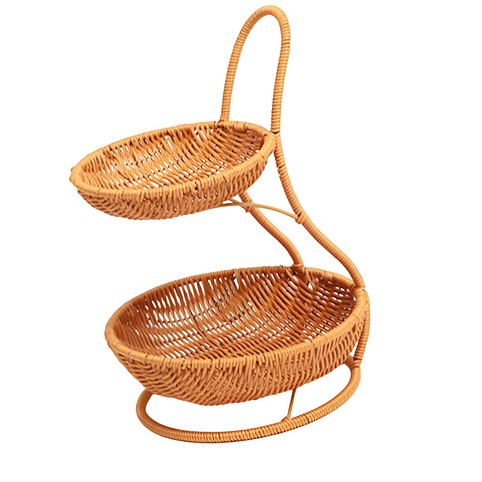 HENYGEN Stackable Wicker Basket Breathable Design Decorative Fruit Tray for Freshness Produces Storage Indoor Outdoor Use Decorative Fruit Tray