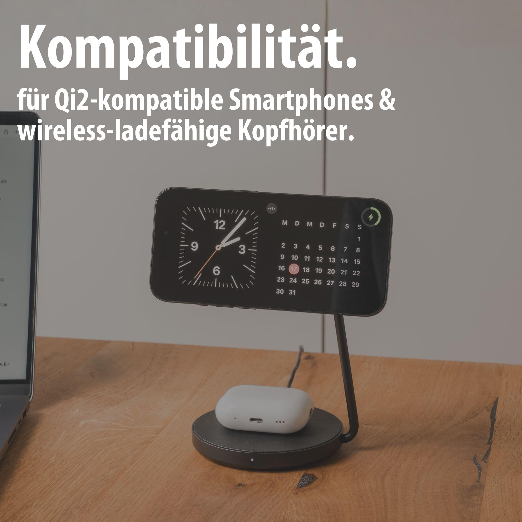 Brennenstuhl Stazione di ricarica 2 in 1 (pad di ricarica magnetico 15 W per smartphone con Qi2, compatibile con Qi2, compatibile con MagSafe, caricatore wireless da 5 W per cuffie)