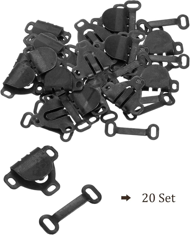ZEYIYER Set di 10 ganci e occhielli per cucire, in metallo nero