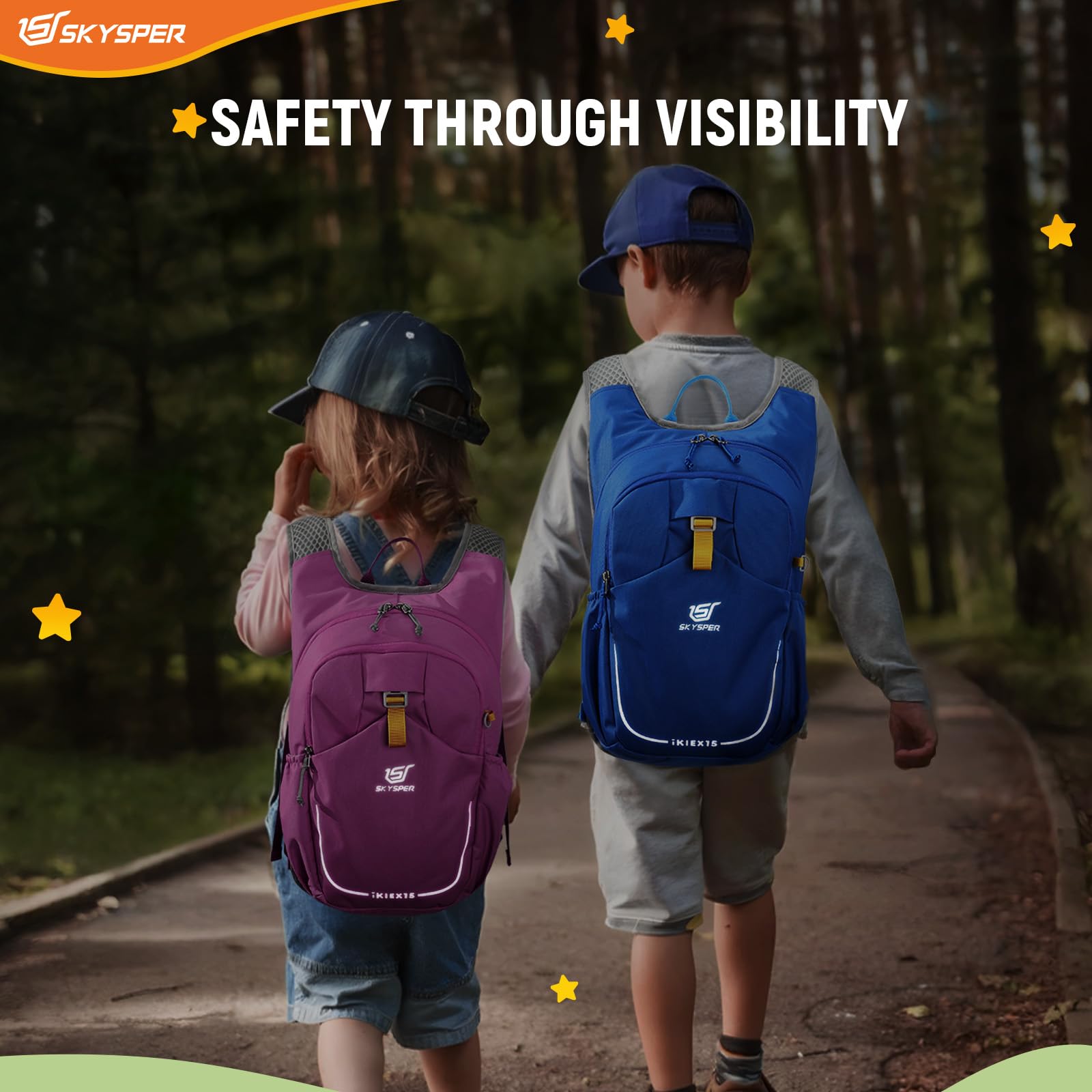 SKYSPER Wanderrucksack Kinder 15L, Rucksack Kinder für 7-14 Jährige Jungen & Mädchen in Geeignet zum Wandern, für Outdoor-Aktivitäten oder zum Campen