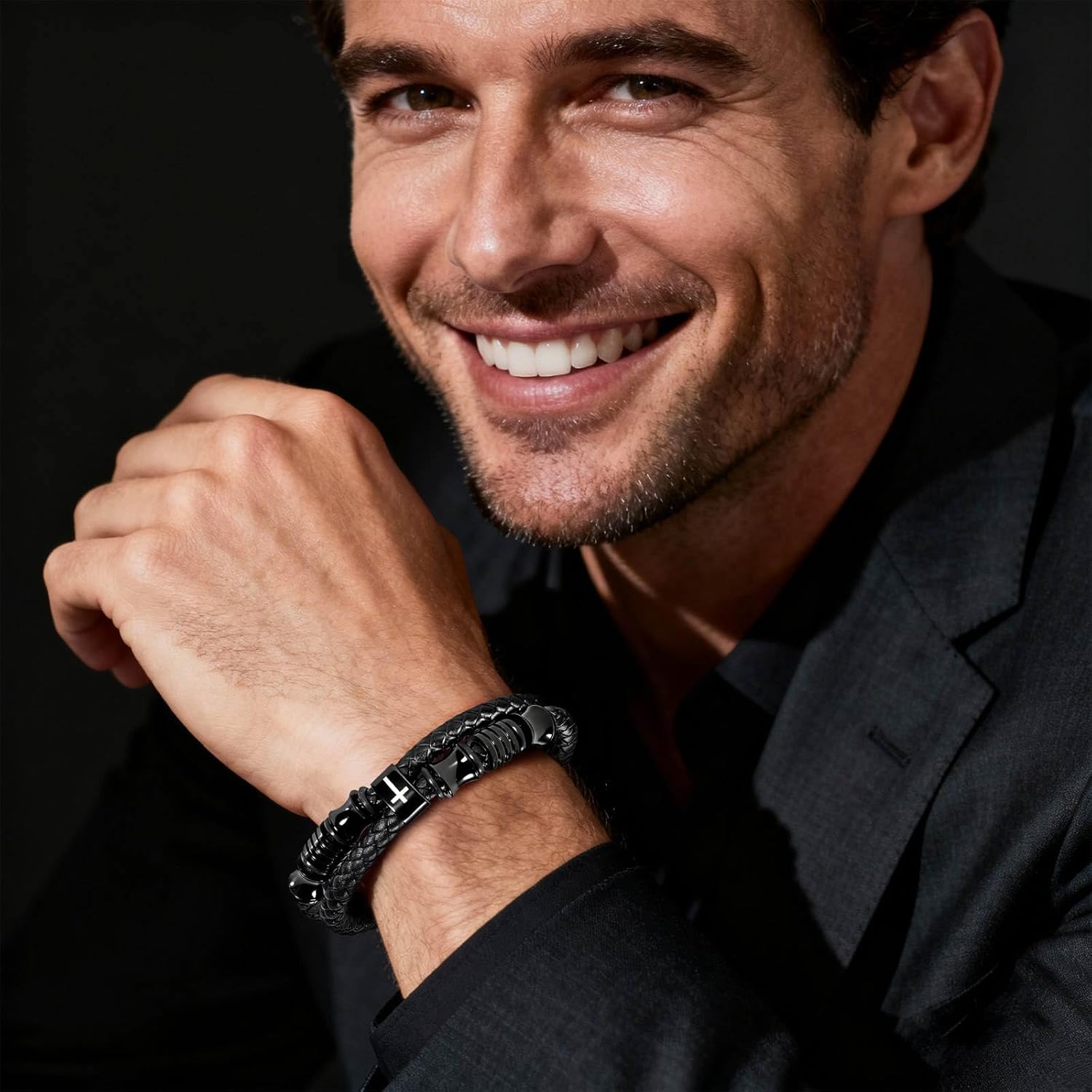 Adjustable Cross Bracelet For Men, Black Leather Braided Jewelry, Mens Christian Gifts, Faith Inspirational Wristband Gifts For Men Dad,Friends,Brother,Sons - Image 5