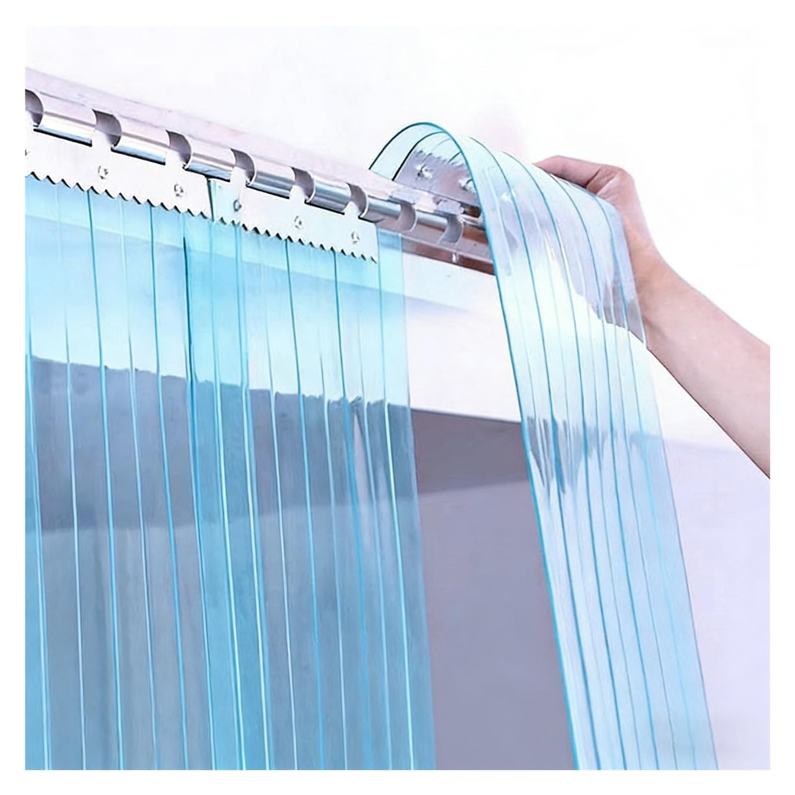 Rideau à Lamelles Verticales Rideaux Lanières PVC Isolation Thermique Air Curtain Entrepôts Chambres Froides(56.7" W x 82.7" L/144x210cm)