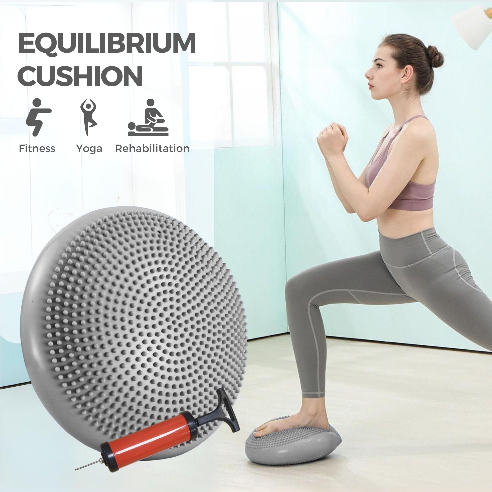 Coussin d'Équilibre. Yoga, Pilates, Disque de Fitness Pneumatique Antidérapant. Oreiller Gonflable pour Améliorer la Posture. Disque pour Entraîner la Stabilité.
