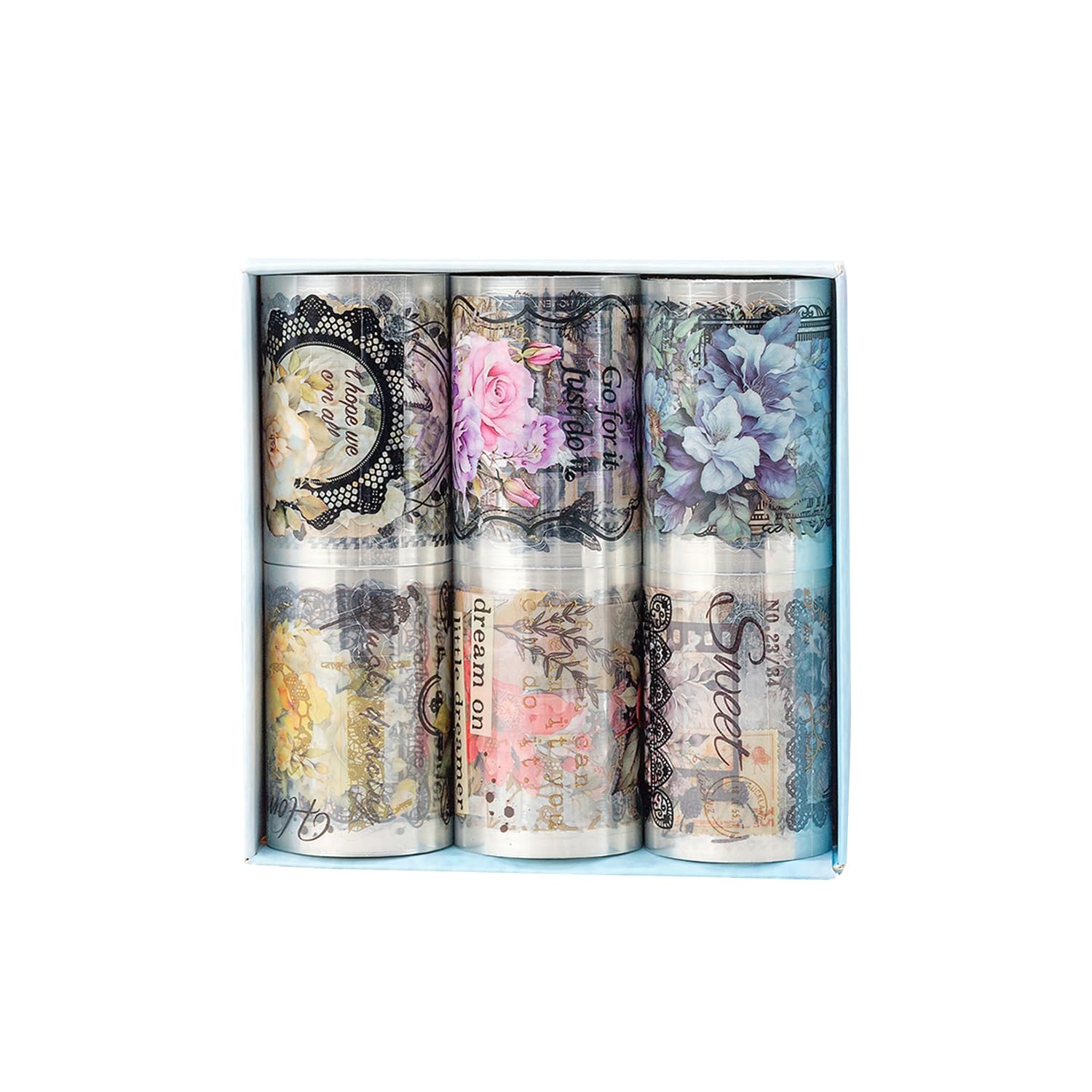 Photo 1 of YOUQIWJ Nostalgic Flowers PET Vintage Floral Washi Tape Set, 6 Rolls Wide Decorative Craft Tape for Journaling Supplies, Scrapbooking, Bullet Journal, Junk Journal, DIY Crafts and Gift Wrapping