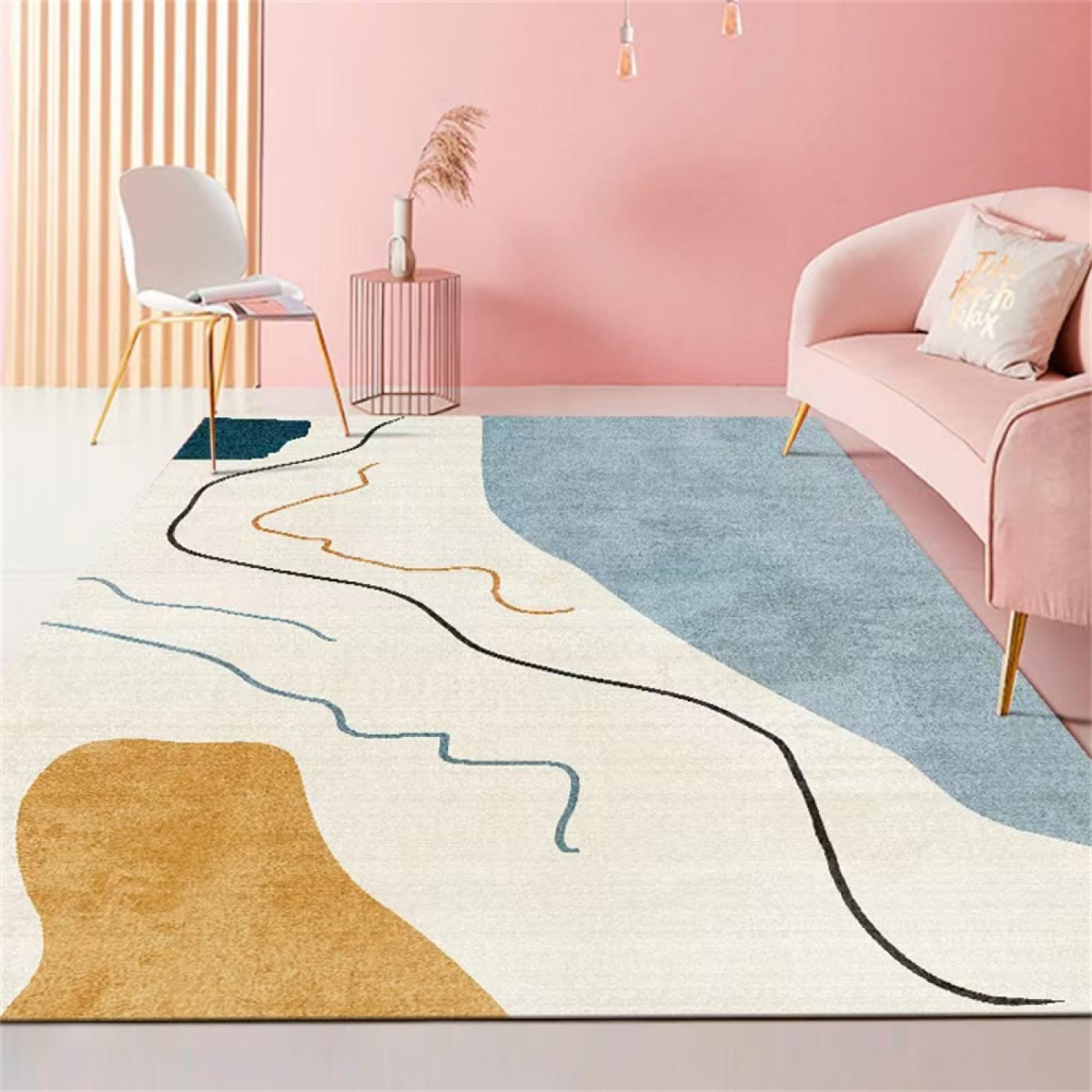 Alfombra antideslizante azul de 60x90cm lavable para salón y cocina