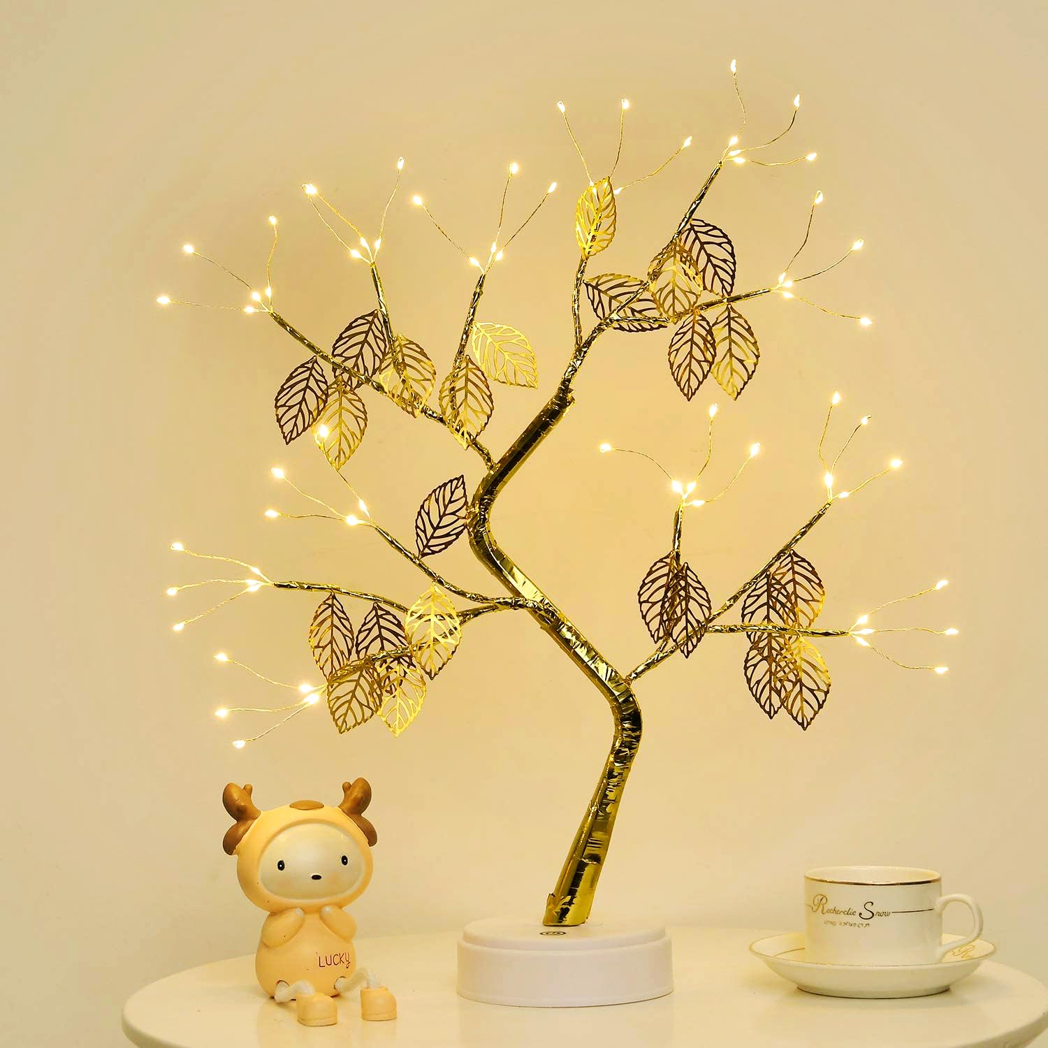 One94Store Bonsai Trees Lamp, DIY Artificial Tree Lamp with 72 Leafs Led,Touch Switch,Fairy Light Spirit Powered by USB Or Battery for Christmas Desktop Indoor Decoration Night Light - Plastic