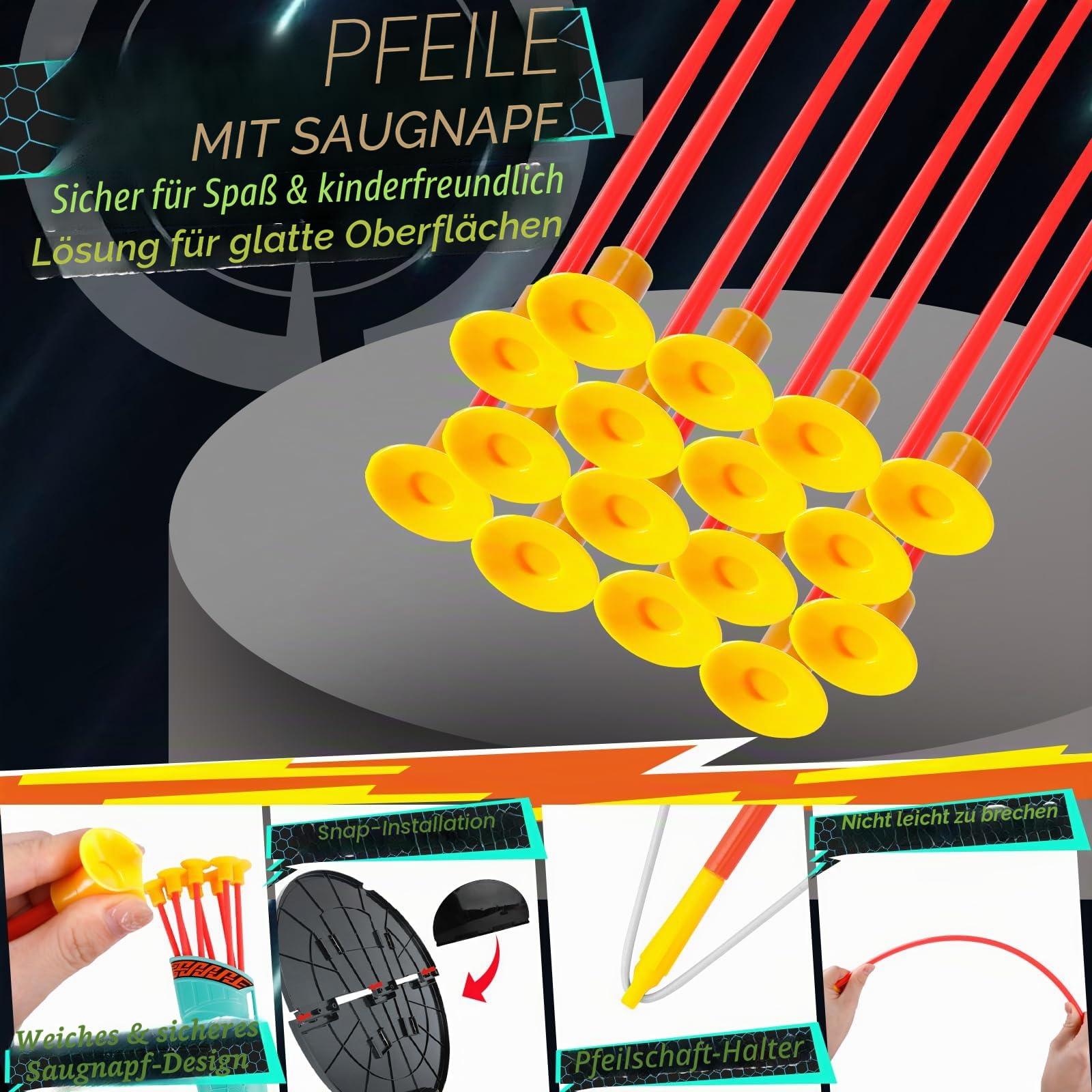 2 Pack Bogenschießen Set für Kinder Bogen und Pfeil mit LED-Beleuchtung für Innen- und Außenbereich Spielzeug für Jungen und Mädchen im Alter von 4-12 Jahren Geschenk