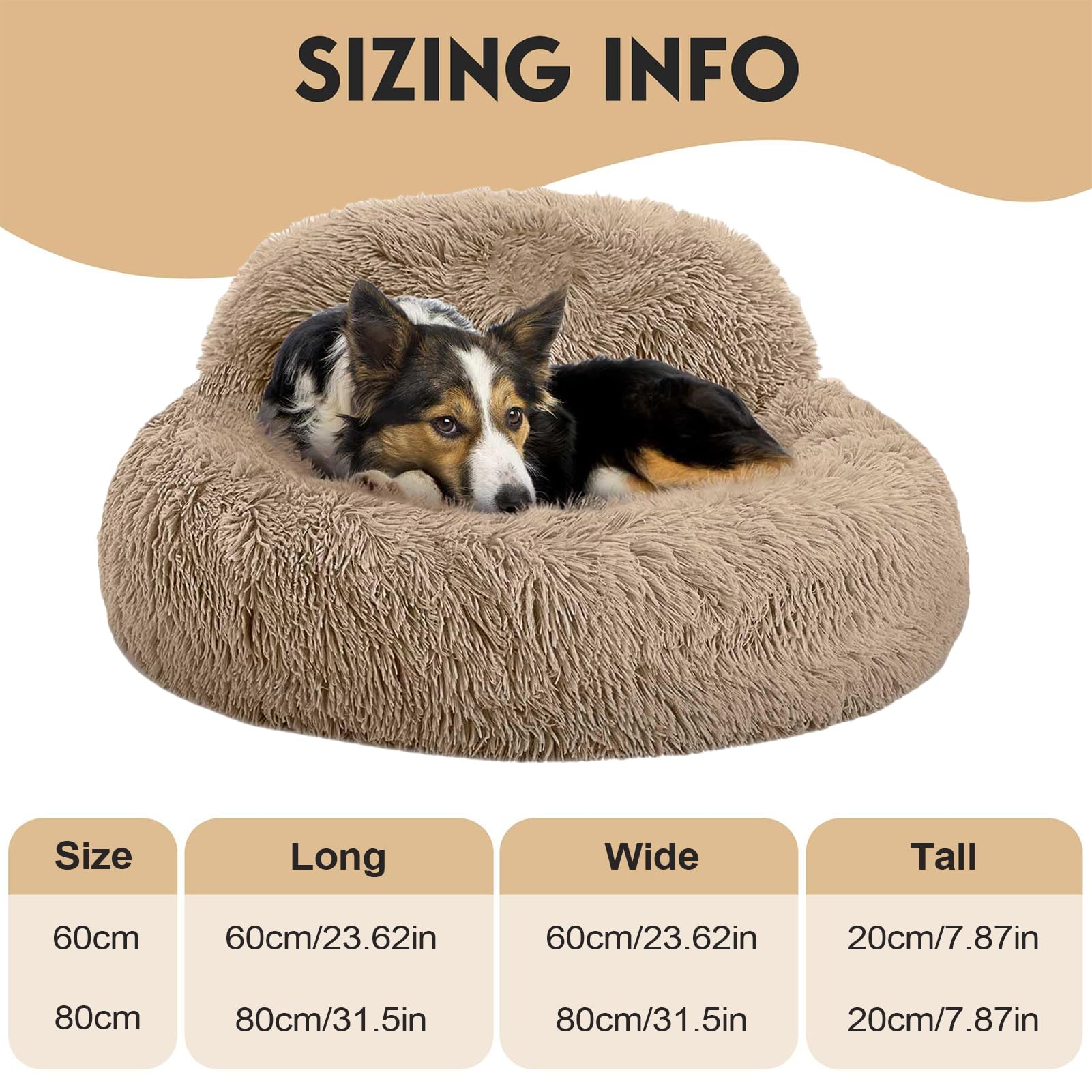 Cuscino Calmante per Cani Cuccia Rotonda Morbida per Cani