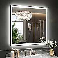 Vista 135 de WTTY LED Bathroom Mirror 32"x32" with Backlit and Front Light,Stepless Dimmable LED Mirror for Bathroom,Anti-Fog Lighted Bathroom Vanity Mirror