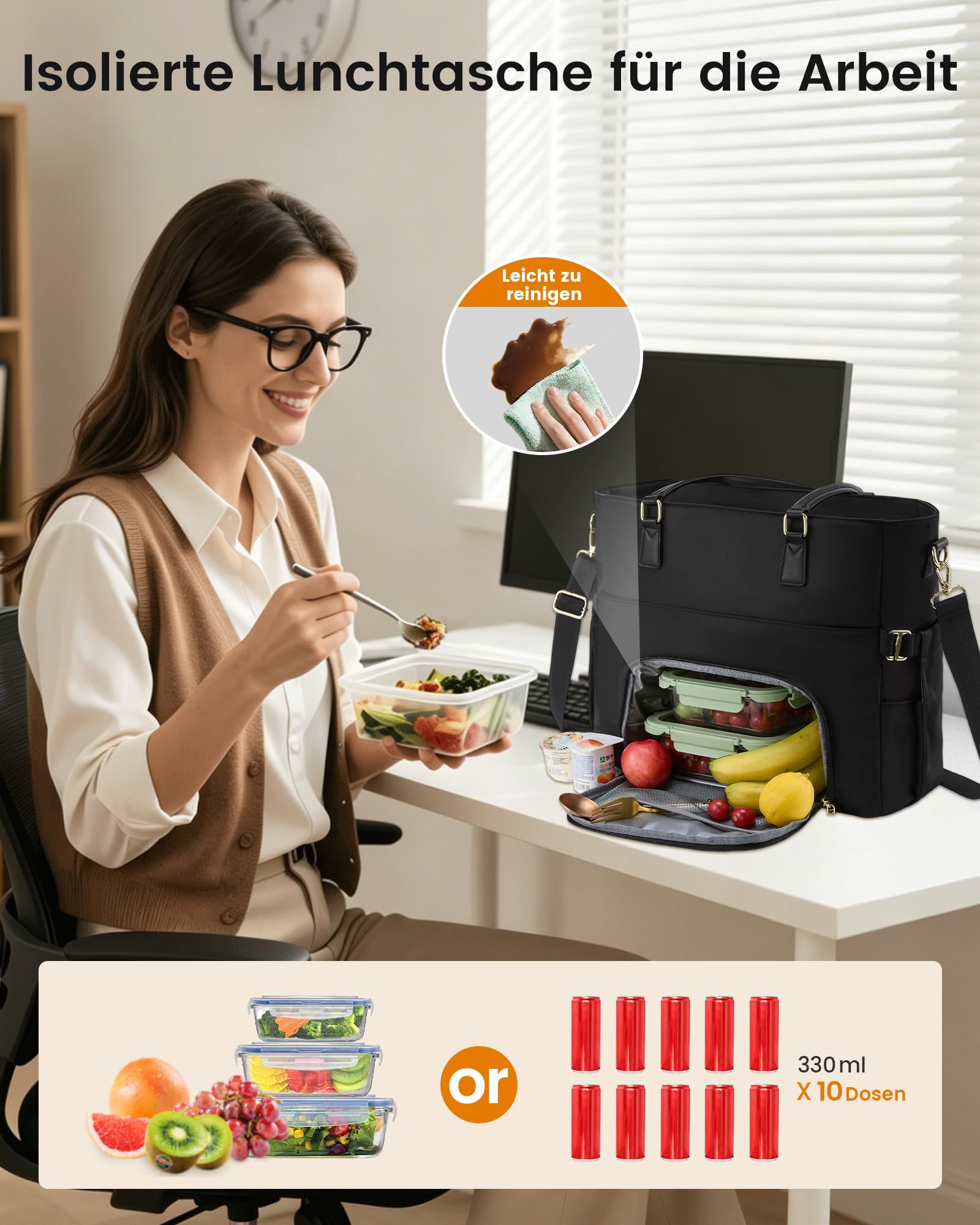 LOVEVOOK Arbeitstasche Damen mit Isolierted Kühlfach Laptop Handtasche Groß