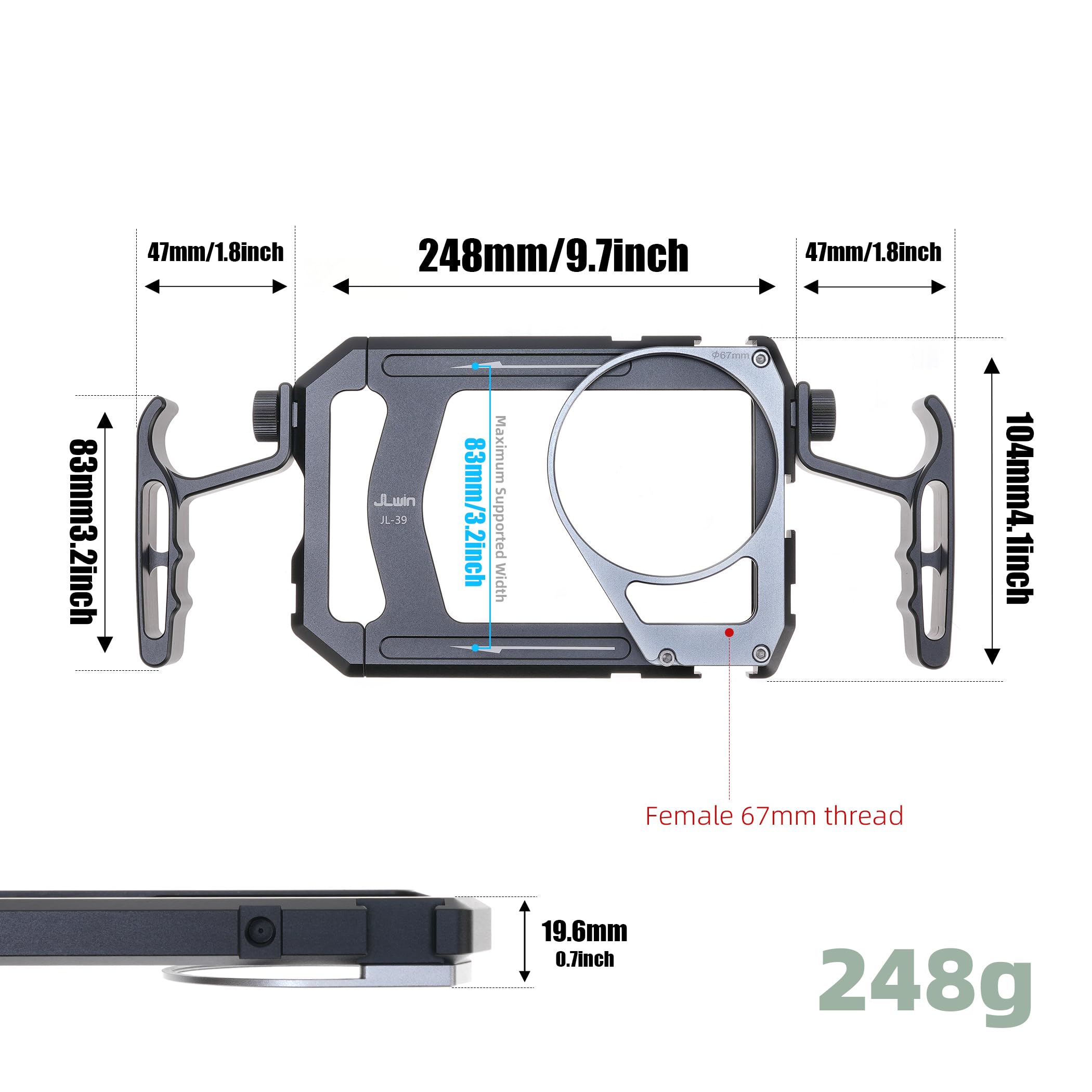 Stabilisateur universel Fotga pour smartphone avec poignées et filtre ND variable 67mm ND2-ND400 pour iPhone Samsung vlog live stream enregistrement vidéo