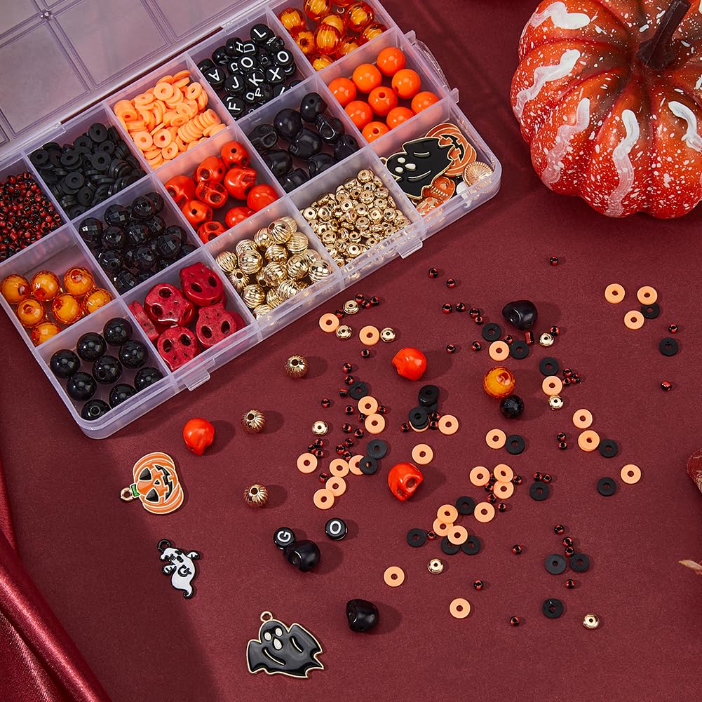 Kit De 2800 Perles D'Halloween - DIY Bracelets, Colliers - Perles Argile, Crânes, Citrouilles