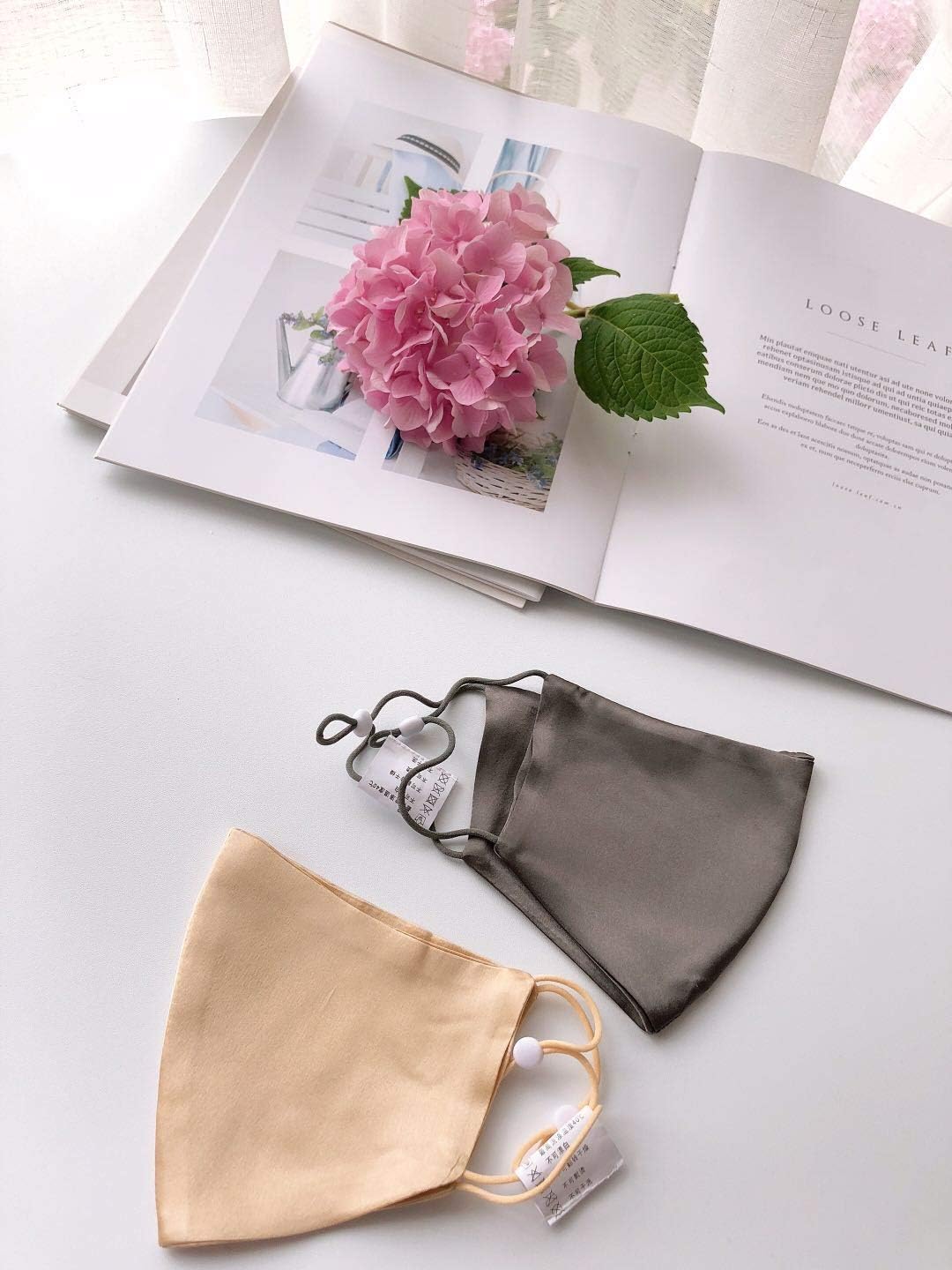 ROSEWARD 100% Mulberry Silk Face Mask Breathable Hypoallergenic with Filter Pocket Washable Reusable for Sensitive Skin, Pack of Two