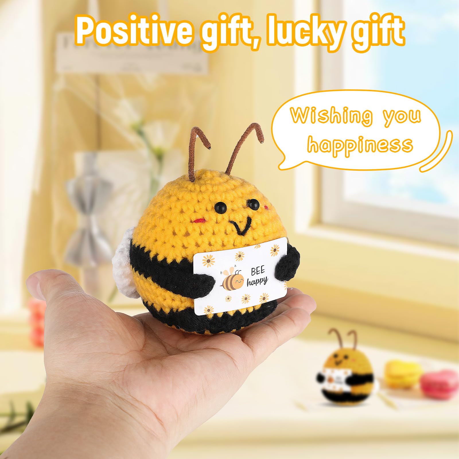 Peluche Plush Super Soft! , Bee Regali per il compleanno, Pocket Hug Ape portafortuna, regalo di compleanno per migliori amici, donne, uomini, api all'uncinetto, patate positive, ricambio tedesco