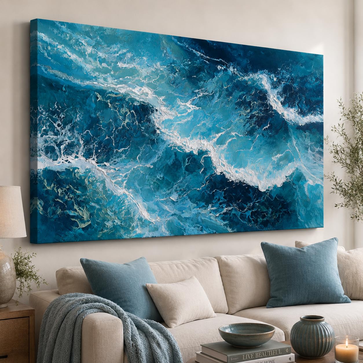 KUNJCART Luxury Ocean Painting for wall decoration Large Size