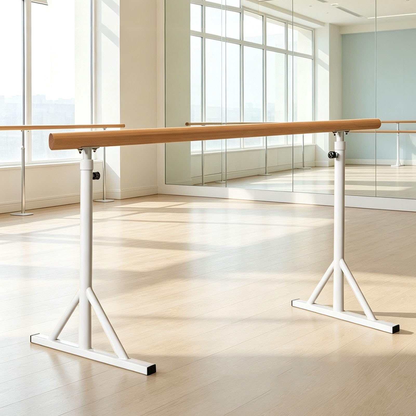 Generico Freestanding Legno Ballet Barre Bar Portatile Resistente Bar Danza
