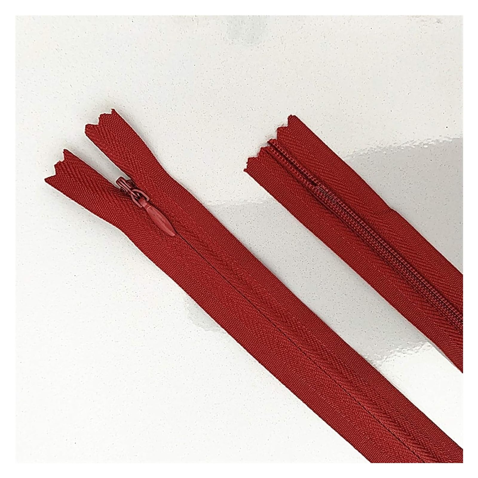 dfEDRd Nylon Coil Zipper by The Yards, 10pcs 3# Concealed Zipper, Nylon Sewing Zip Ring, 20-60cm(Burgundy,20cm)