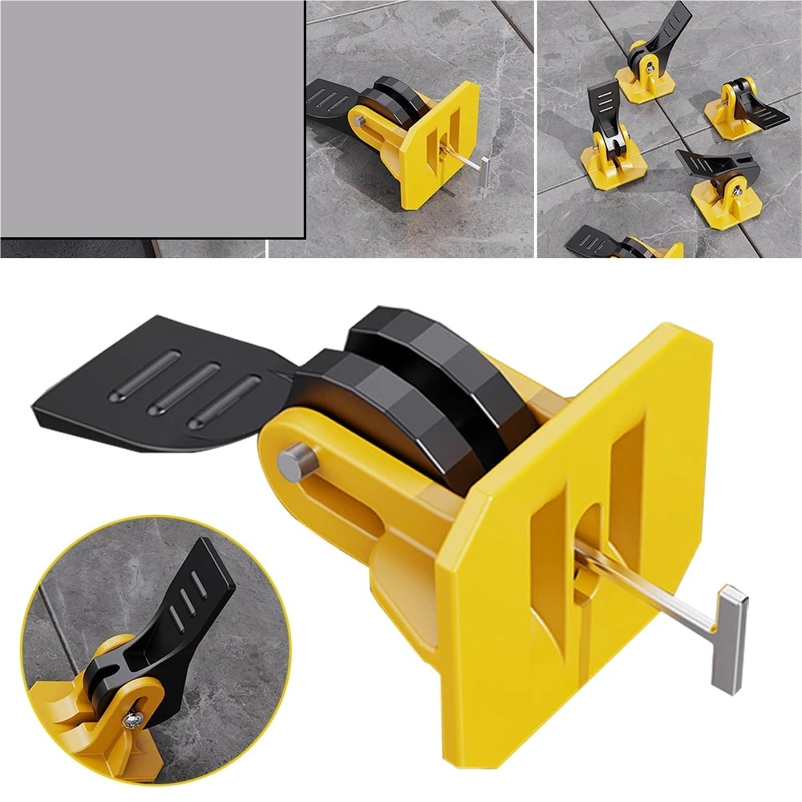 Système de nivellement carrelage, 100 à 200 pièces, clips, outils construction, niveleur, ajusteur, localisateur, entretoises for mur en porcelaine Pour la Pose de Carreaux Sol(100pcs yellow)