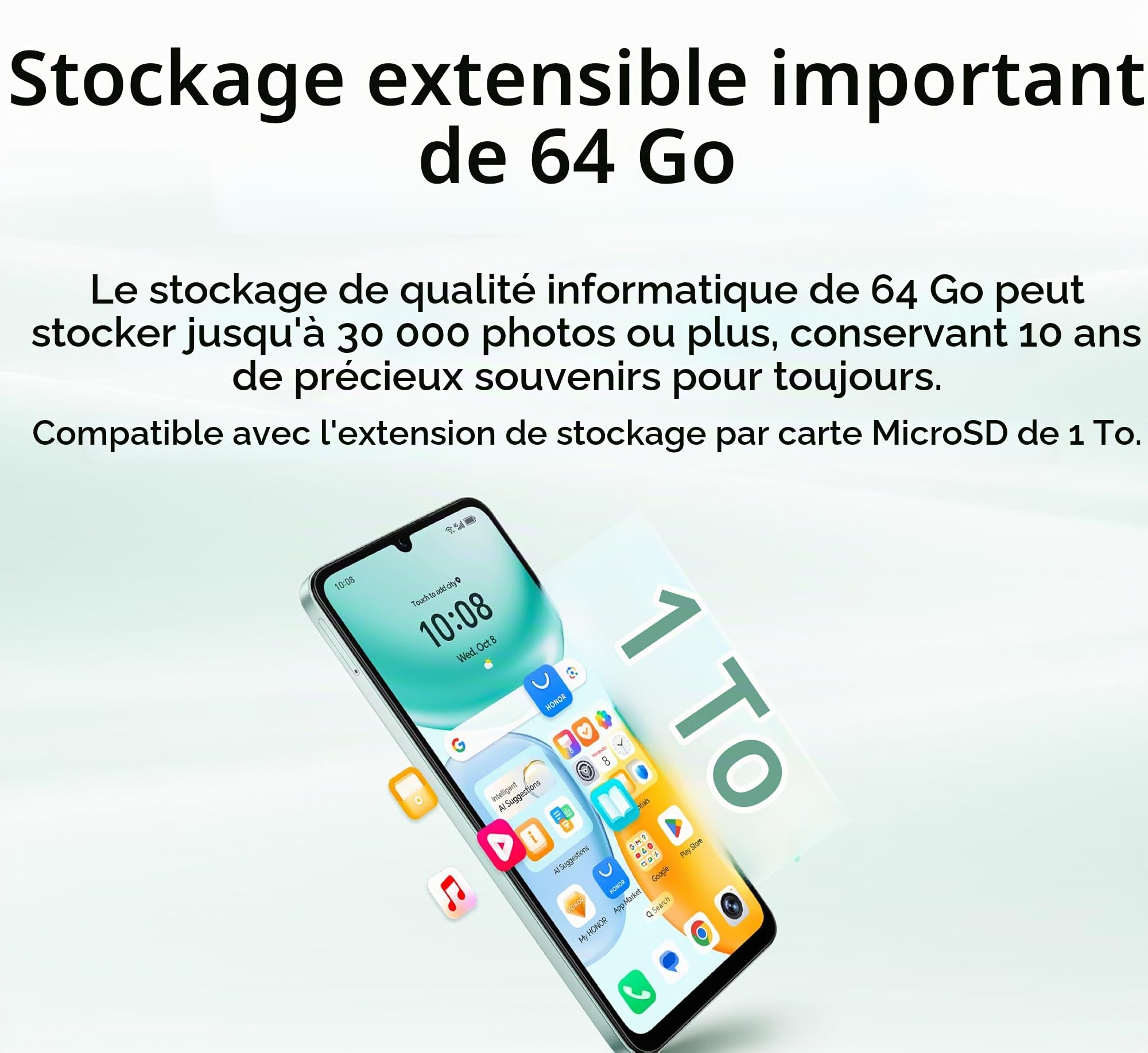 HONOR X5C Plus Smartphone 4GB+64GB – Ocean Cyan, Écran HD+, Batterie Longue Durée, Android 13