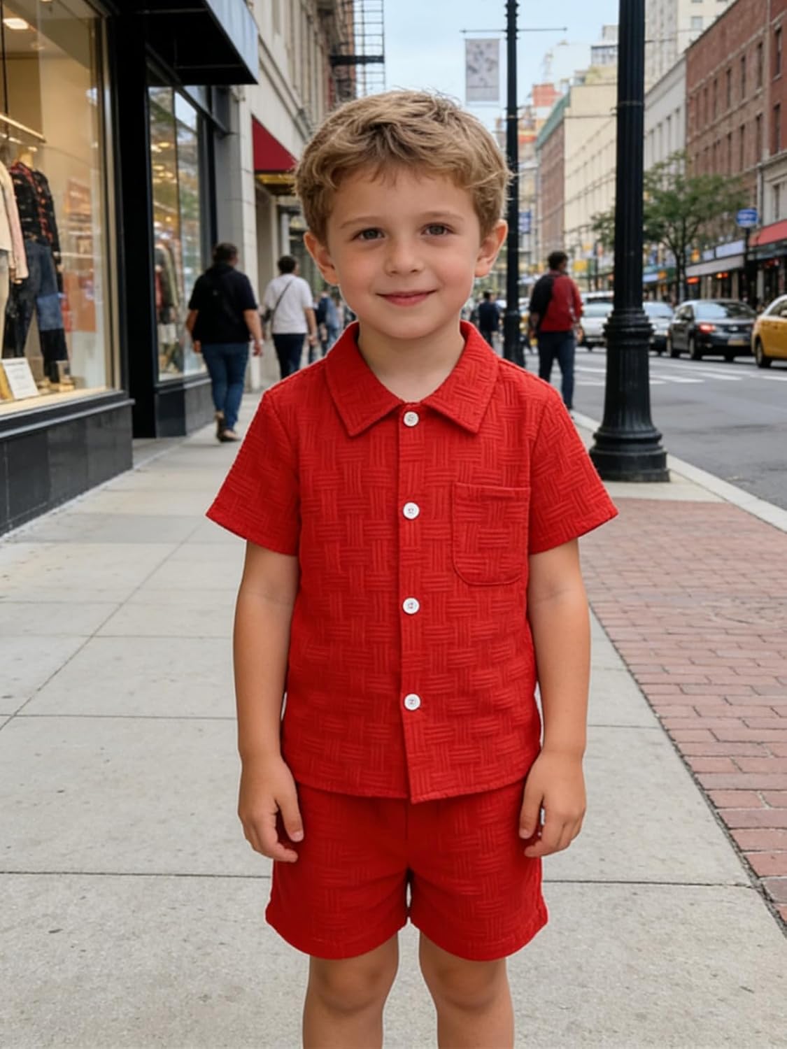 Size 2-6 Years Toddler Boys Clothes 2 Piece Summer Outfit Short Sleeve Button Down Shirt Top and Shorts Set - Image 5