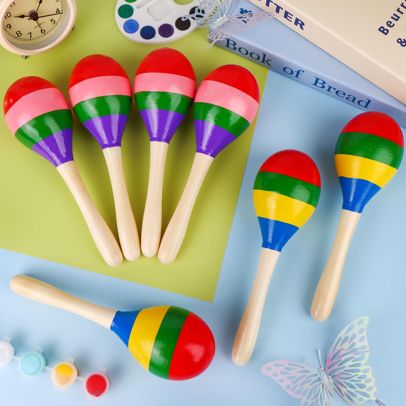 Mexican Rattle Instrument Snapklik.com : 24 Pcs Maracas Hand Percussion Rattles 7.87 Inch Wooden ...