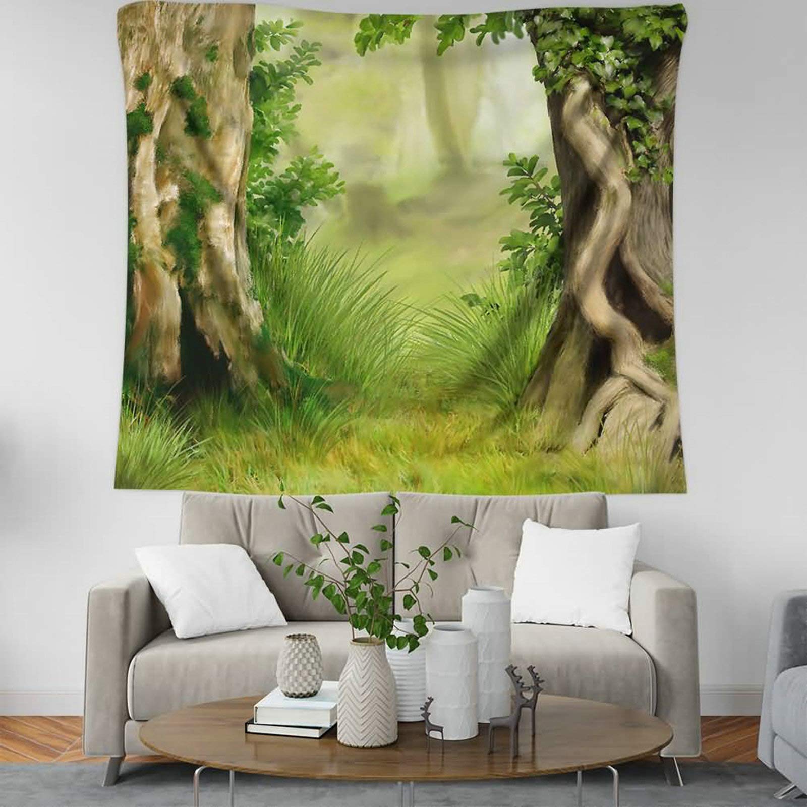 Tapiz para pared KnSam de 20x150 cm con diseño de tronco verde para dormitorio