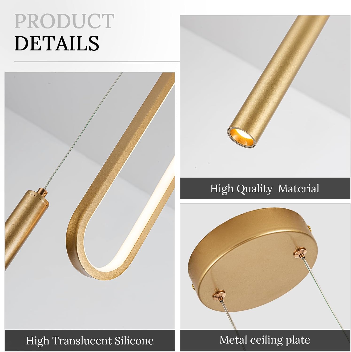 Gold Modern Mini LED Pendant Light with Remote Control, 24W 3-Color Temp Stepless Dimmable Ceiling Hanging Light for Bedroom Kitchen Island Dining Room Foyer Entryway