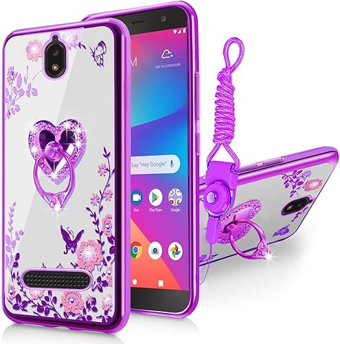 Miniatura 9 de B-wishy Funda protectora para Blu View 2 para mujer, con purpurina, cristal, mariposa, corazón, floral, delgada, TPU de lujo, con función