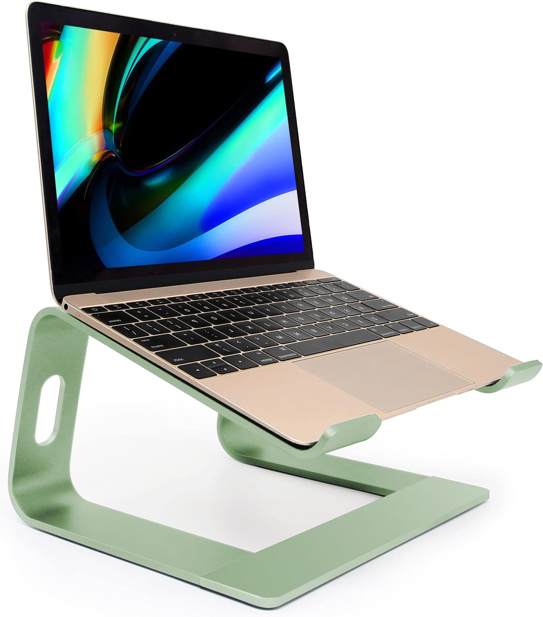 Ergonomic Aluminum Laptop Mount - Adjustable Computer Stand for MacBook Pro/Air HP Lenovo Samsung Dell - Fits 10-17.3" Laptops (Apple Green)