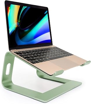 Ergonomic Aluminum Laptop Mount - Adjustable Computer Stand for MacBook Pro/Air HP Lenovo Samsung Dell - Fits 10-17.3" Laptops Apple Green