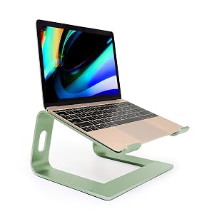 Ergonomic Aluminum Laptop Mount - Adjustable Computer Stand for MacBook Pro Air HP Lenovo Samsung Dell - Fits
