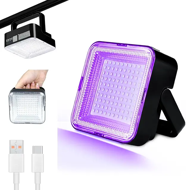 Rechargeable UV Black Light Lamp - Dimmable 120 LED Ultraviolet Flashlight