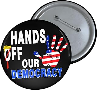 Hands Off! Protest Button Pin, Political Activism Badge for Democracy & Human Rights, Anti Oligarchy Resist FDT Pin, Feminist Pin for Women’s Rights, Protest Badge for Rally March