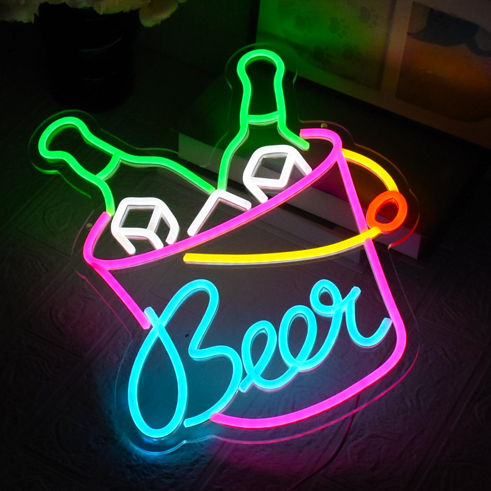 UExnkj-Y Beer Neon Sign Beer Barrel Signs USB Powered with dimmable Switch LED neon Light, Suitable for Cocktail bar Club - Image 4
