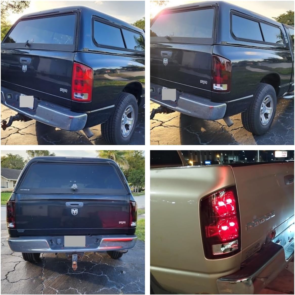 Tail Light Assembly Compatible With 2002 2003 2004 2005 2006 Dodge Ram 1500 Pickup; 2003 2004 2005 2006 Dodge Ram 2500/3500 Pickup Rear Brake Lamp Replacement Without Bulbs (Smoke-Red)